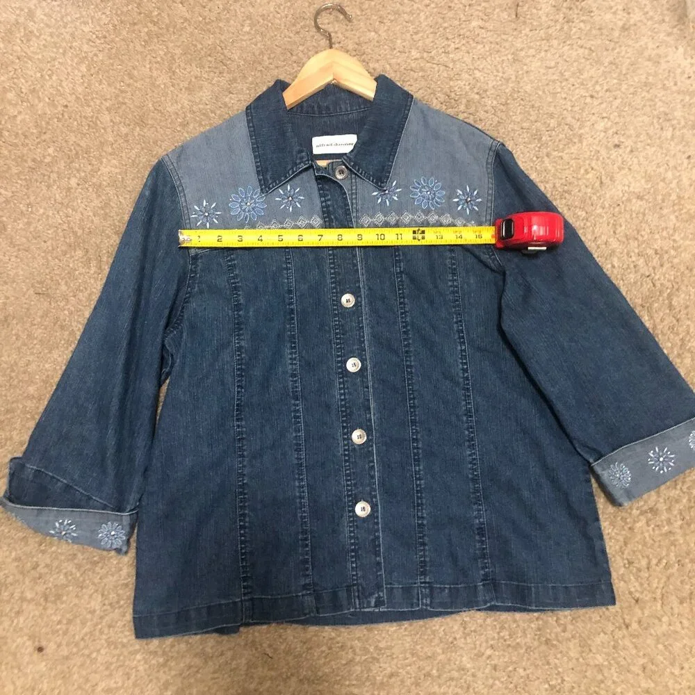 Alfred Dunner Denim Shirt Embroidered details Country Style Size 14 - Picture 6 of 12